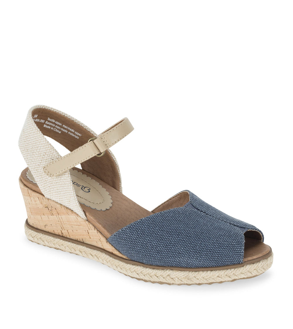 Odetta Espadrille Wedge Sandal Navy Blue Canvas - Women