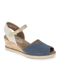 Odetta Espadrille Wedge Sandal Navy Blue Canvas - Women