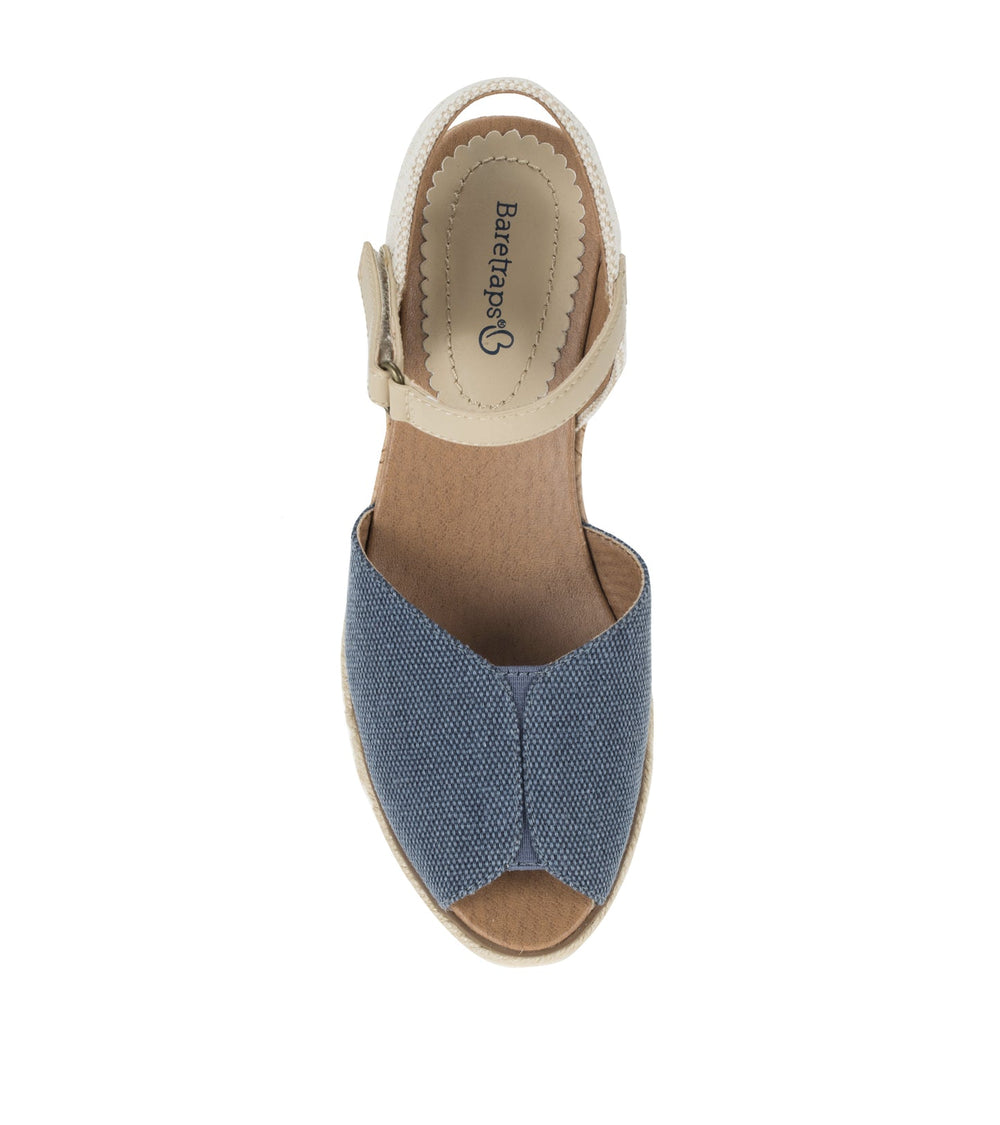 Odetta Espadrille Wedge Sandal Navy Blue Canvas - Women