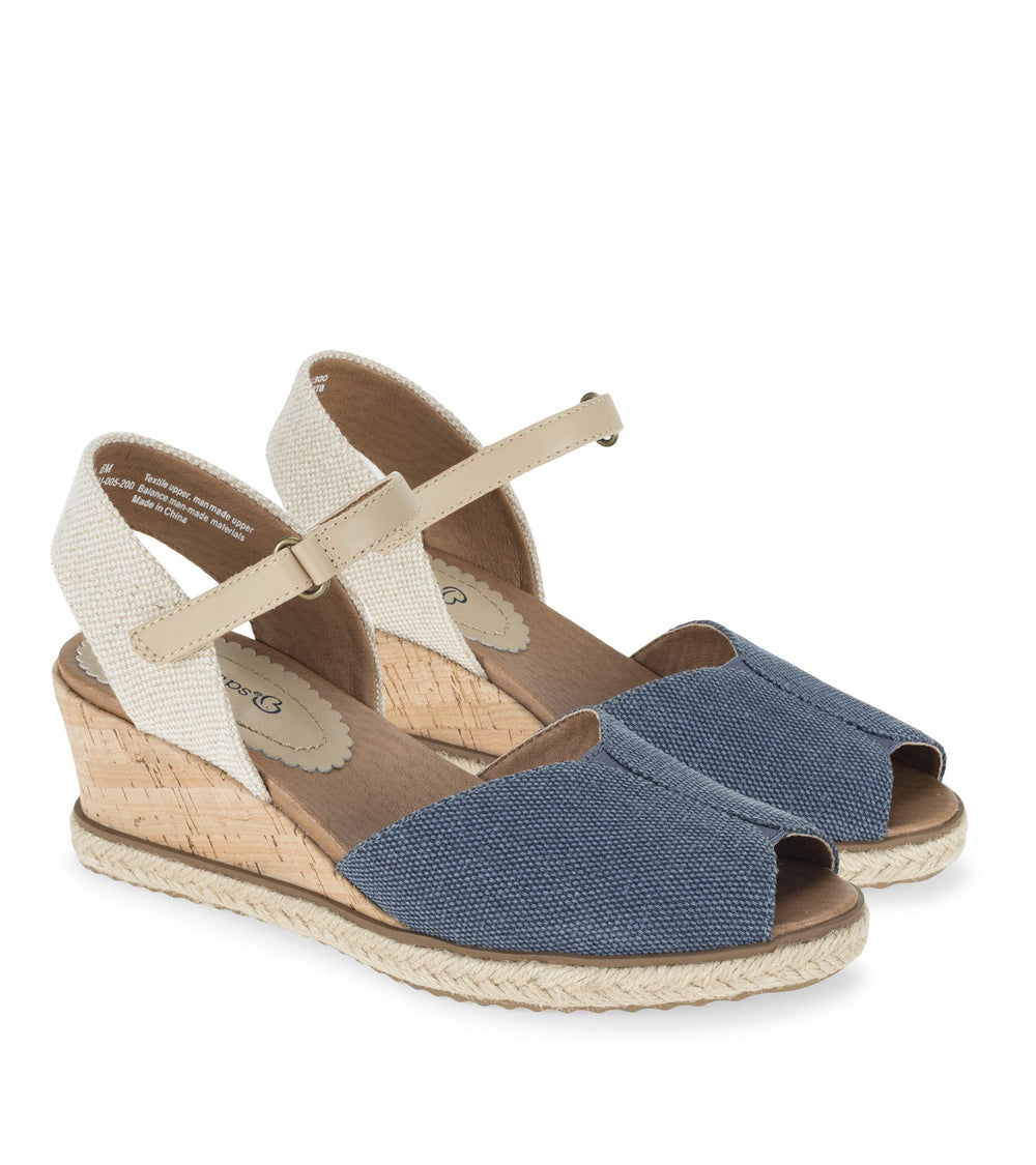 Odetta Espadrille Wedge Sandal Navy Blue Canvas - Women