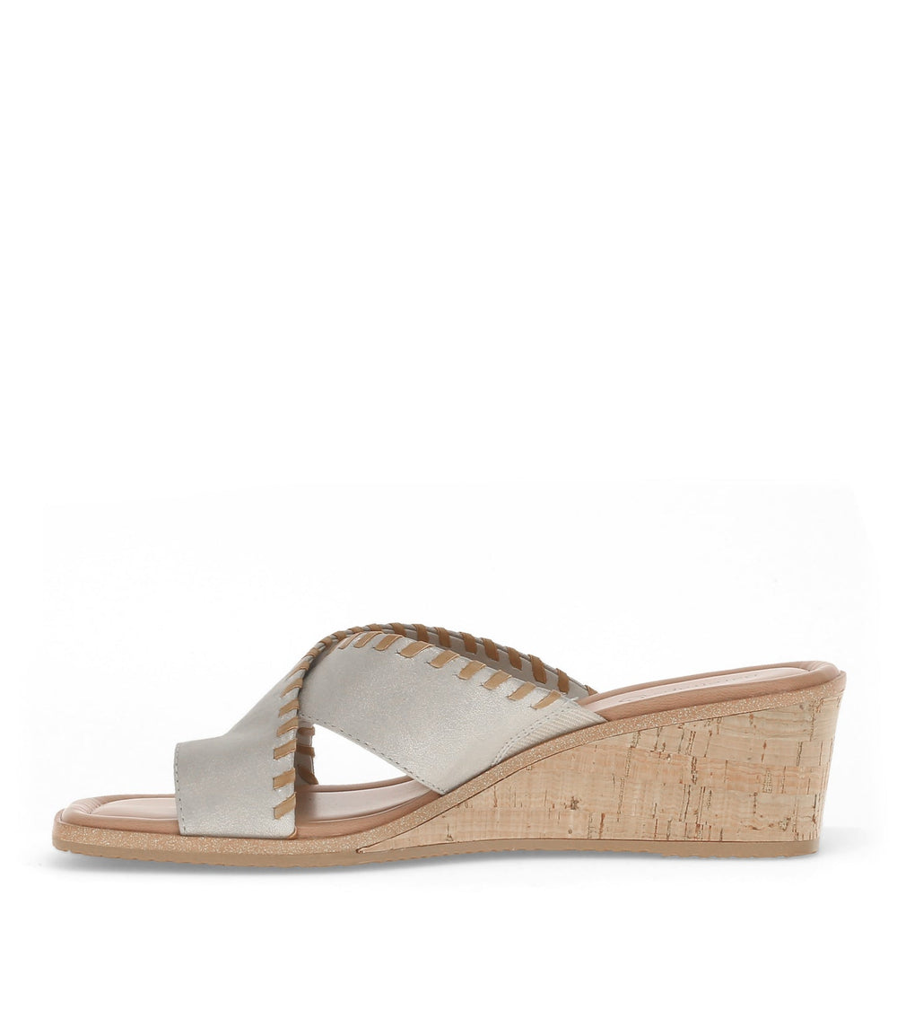 Paige Wedge Sandal Champagne Canvas - Women