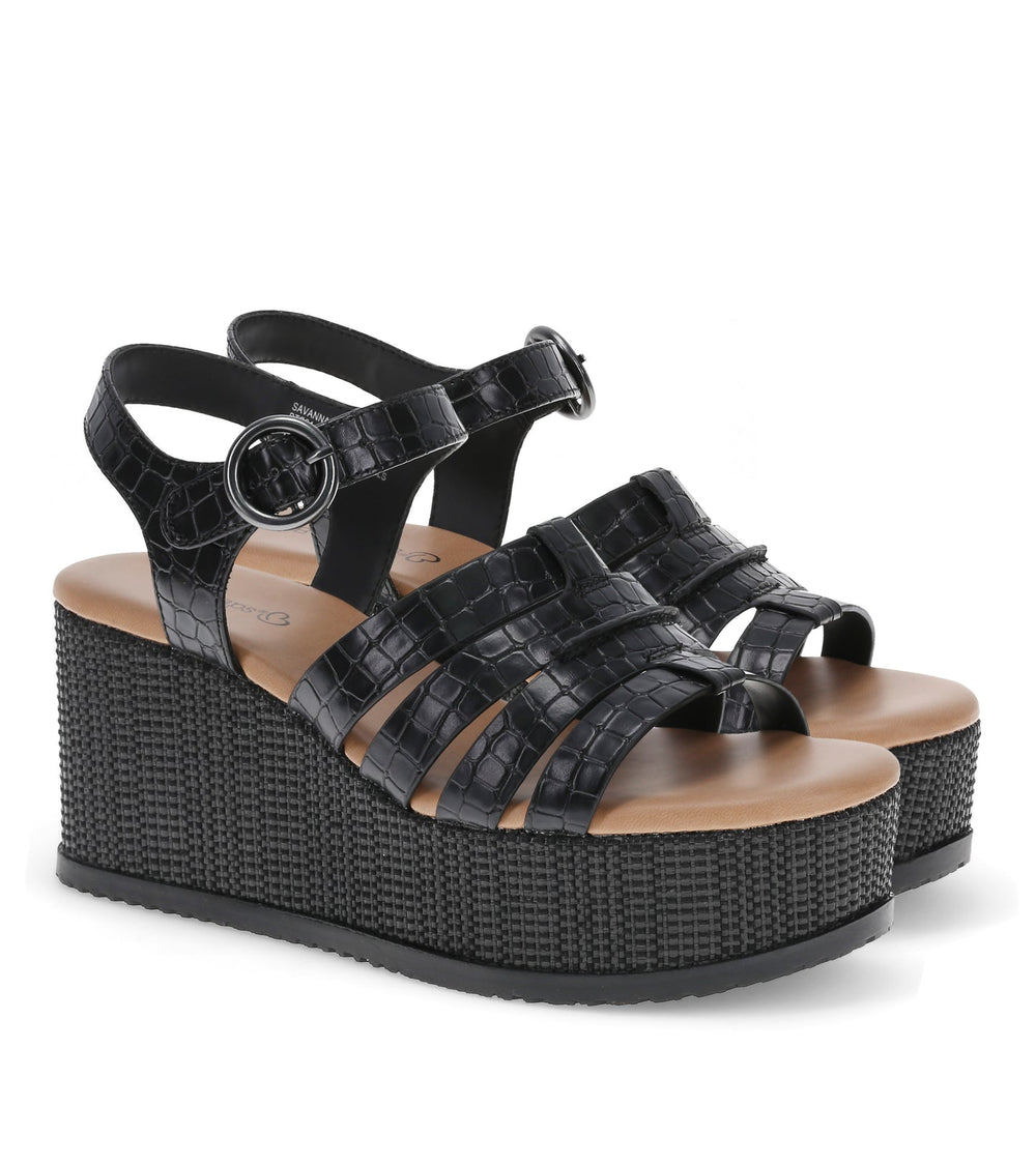 Savannah Wedge Sandal Black - Women