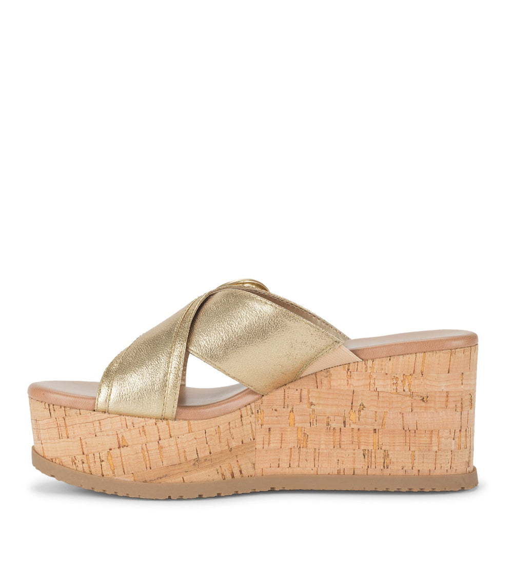 Sydney Wedge Sandal Gold - Women