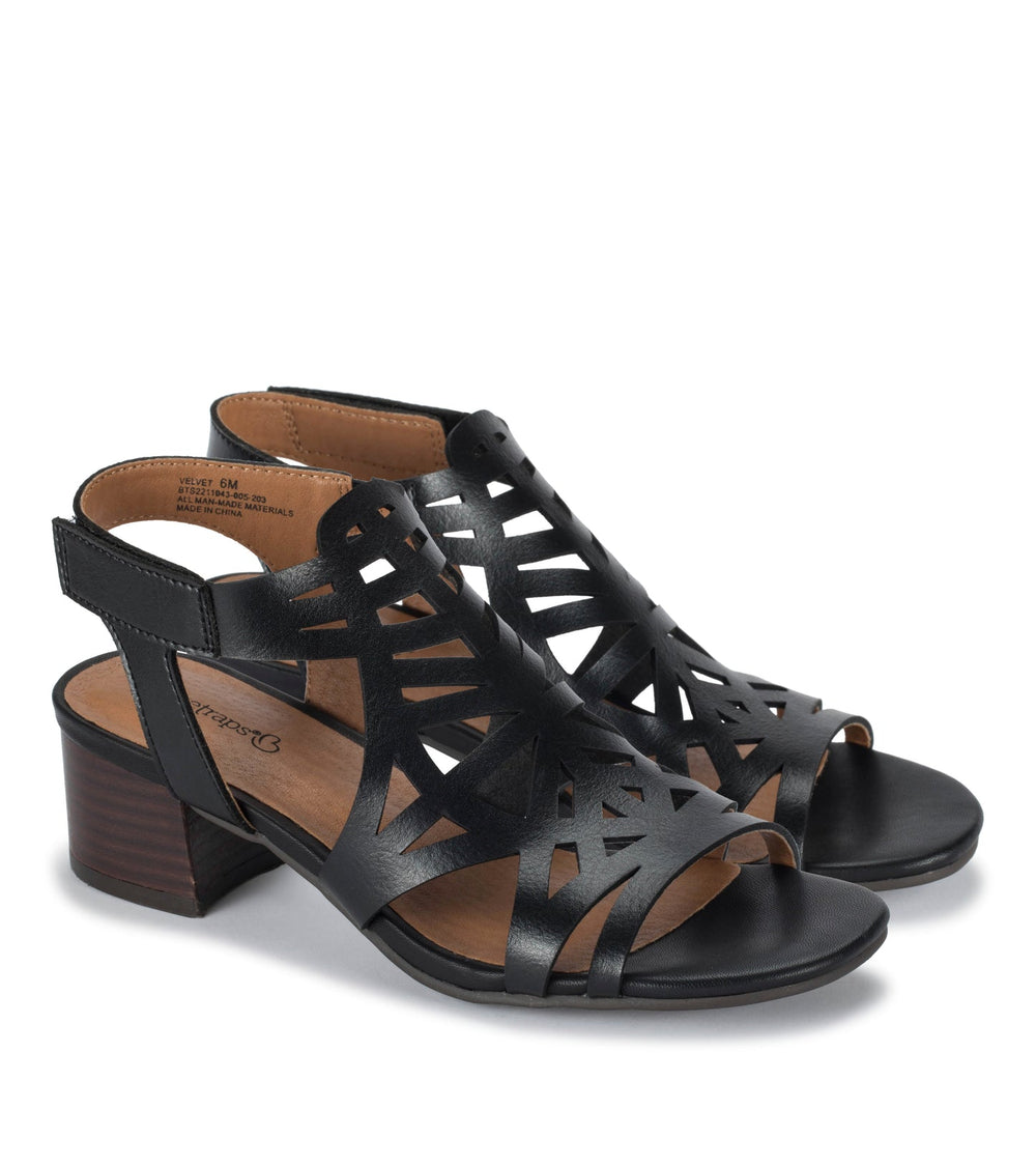 Velvet Block Heel Sandal Black - Women