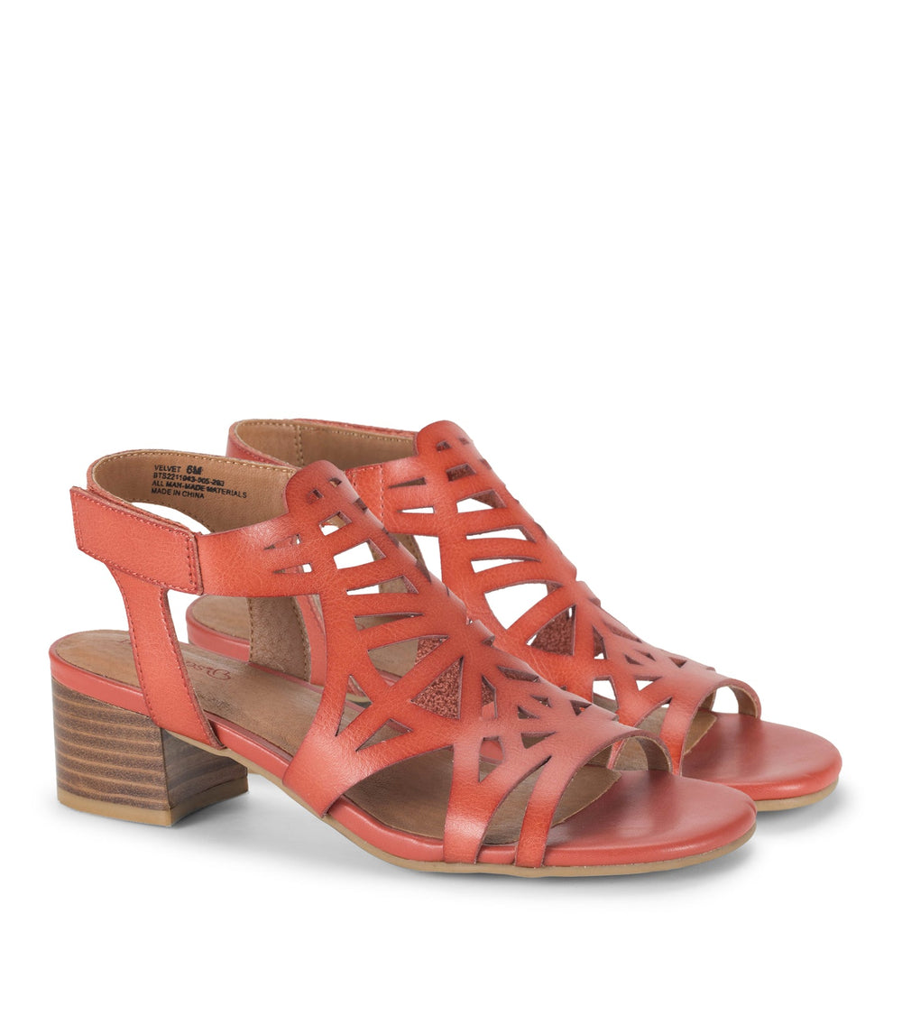 Velvet Block Heel Sandal Paprika - Women