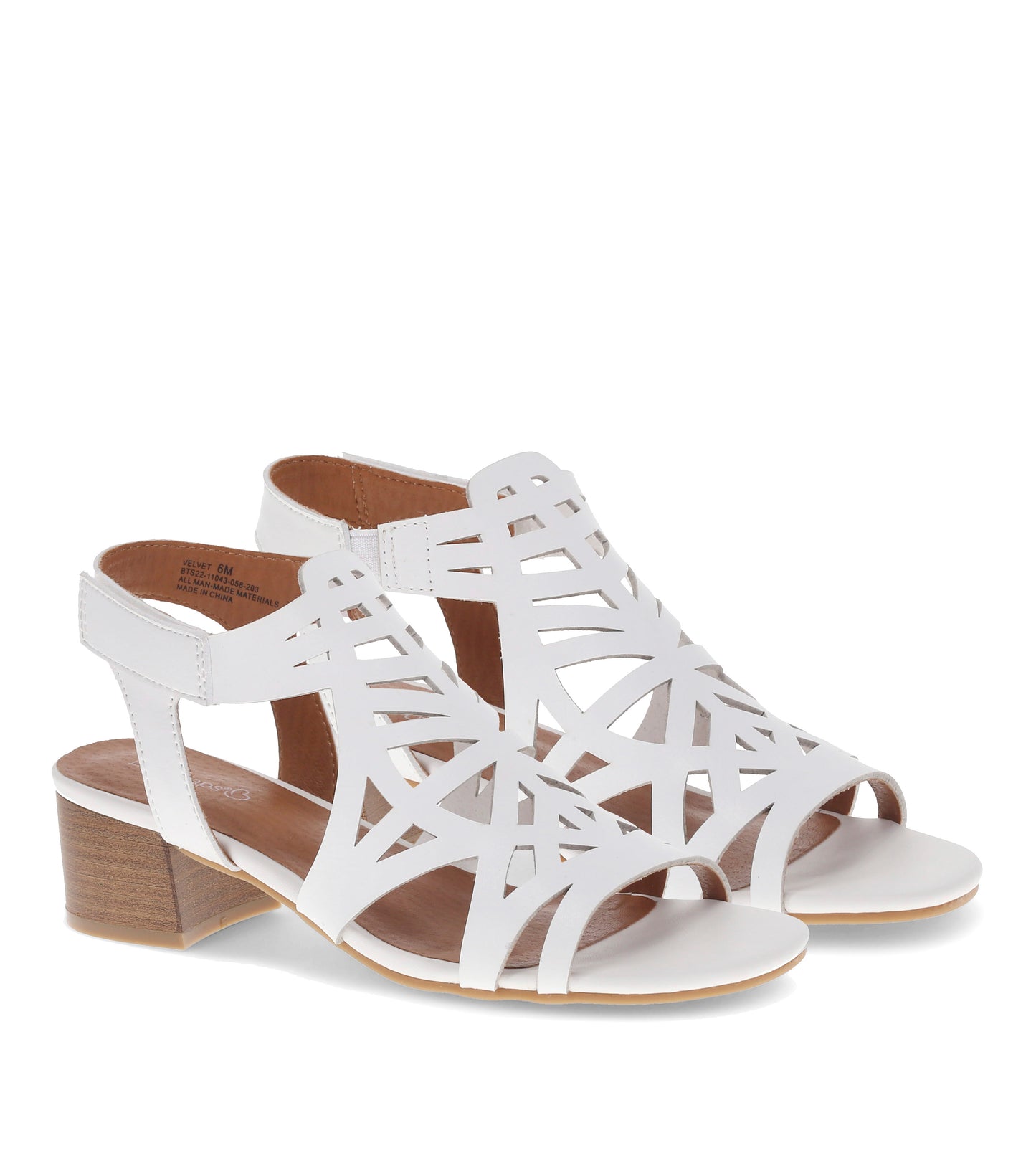 Velvet Block Heel Sandal White - Women