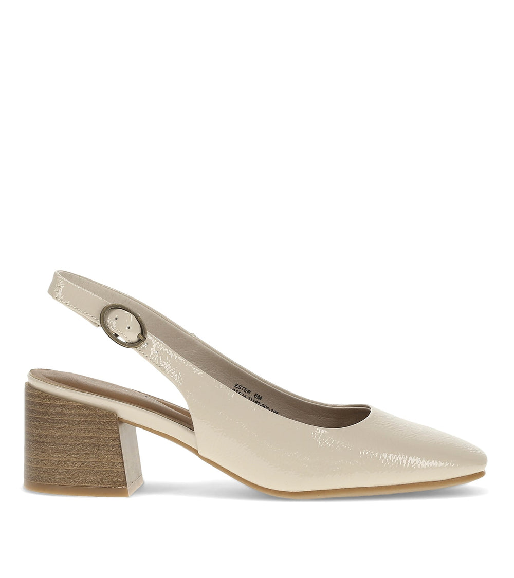 Ester Block Heel Slingback Pump Ivory - Women