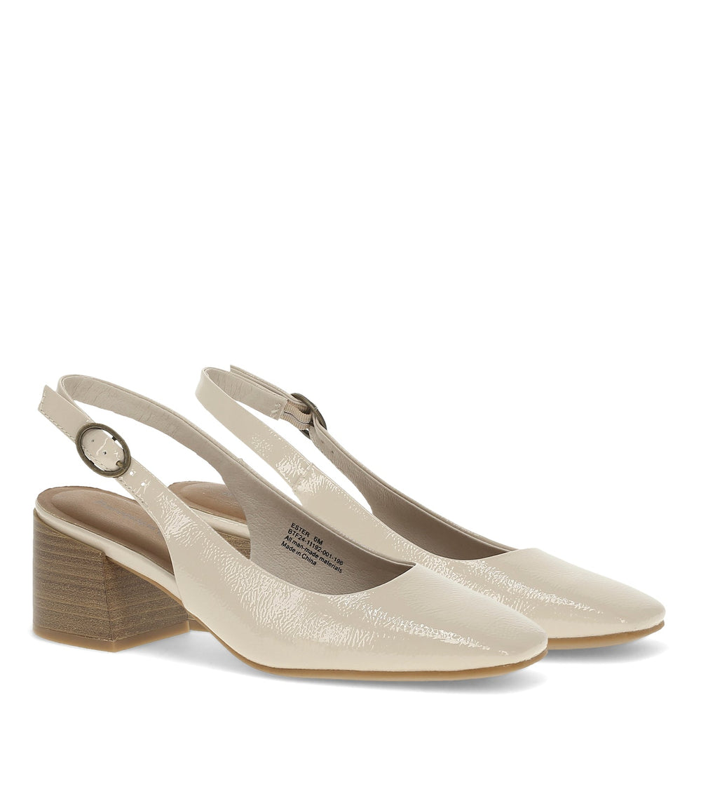 Ester Block Heel Slingback Pump Ivory - Women