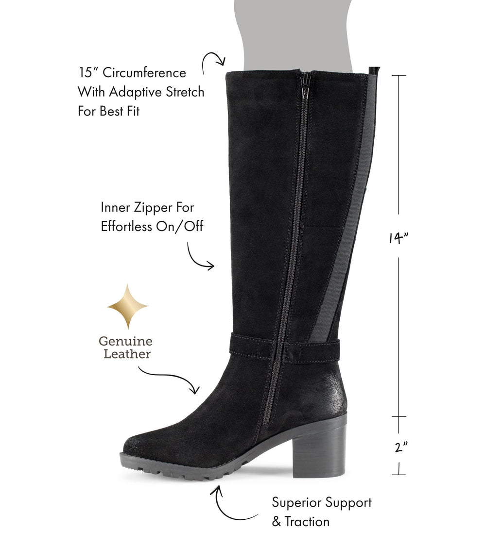 Della Tall Boot Black Suede - Women