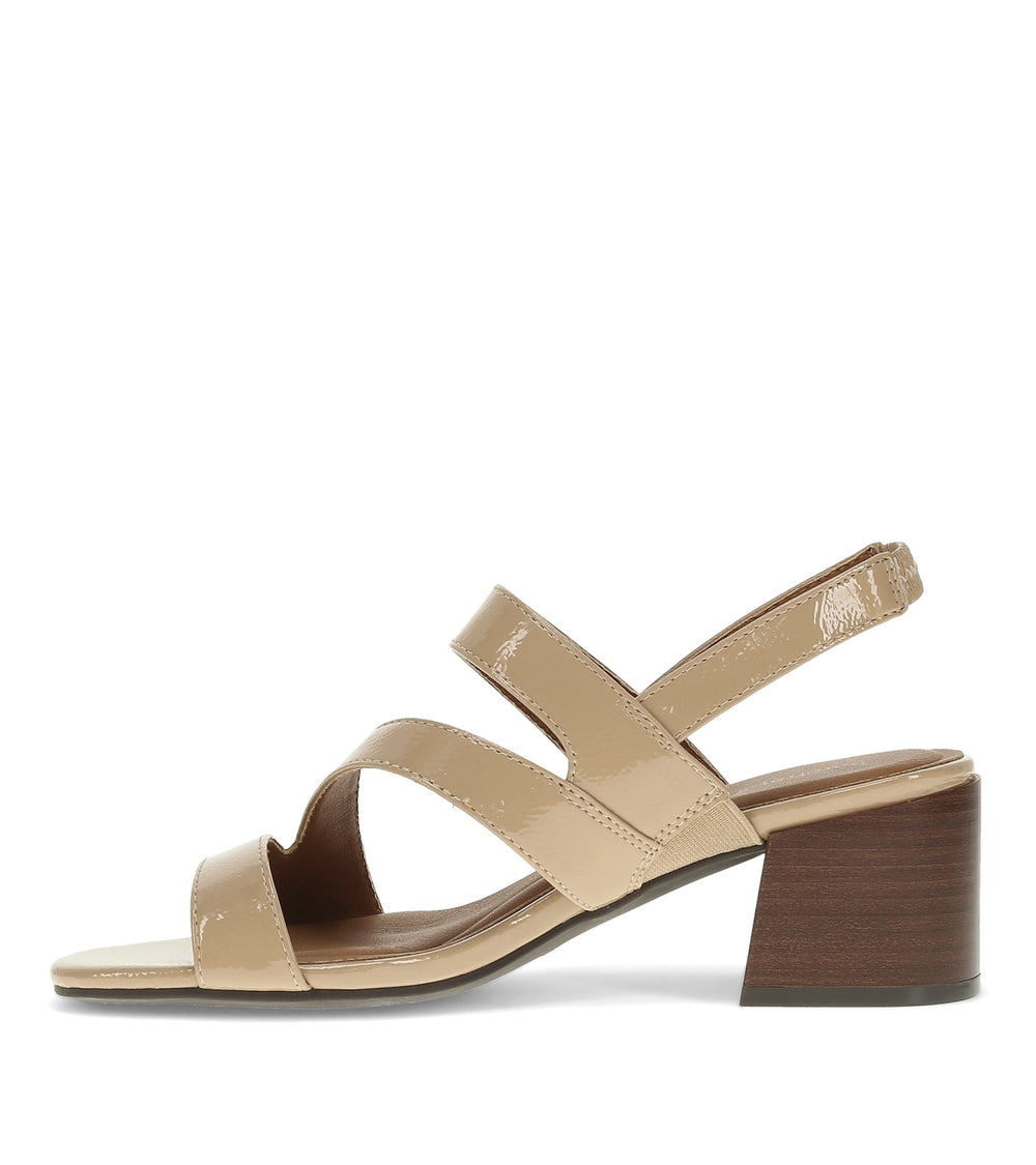 Posha Block Heel Sandal Latte Patent - Women