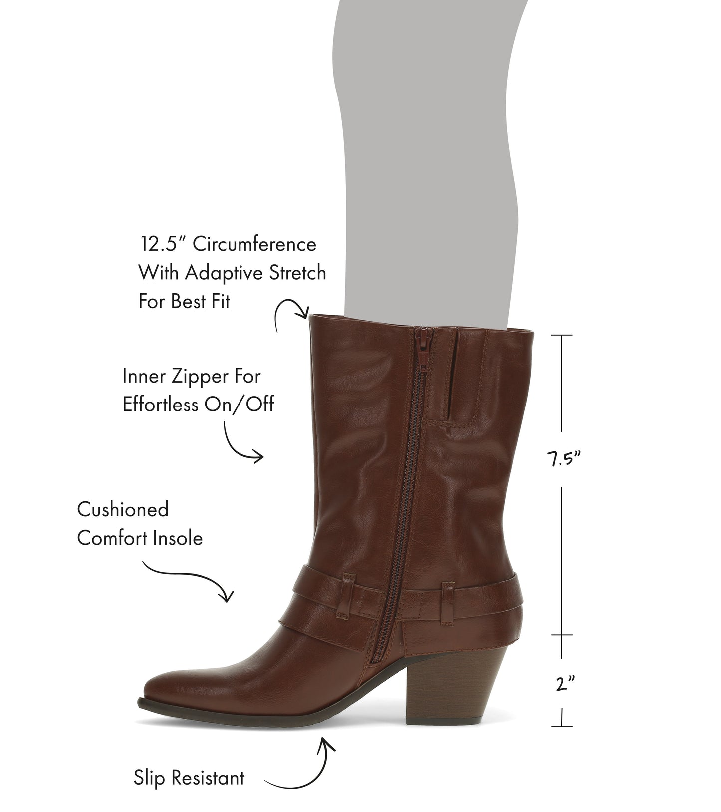 Yamura Midi Boot Mahogany - Women
