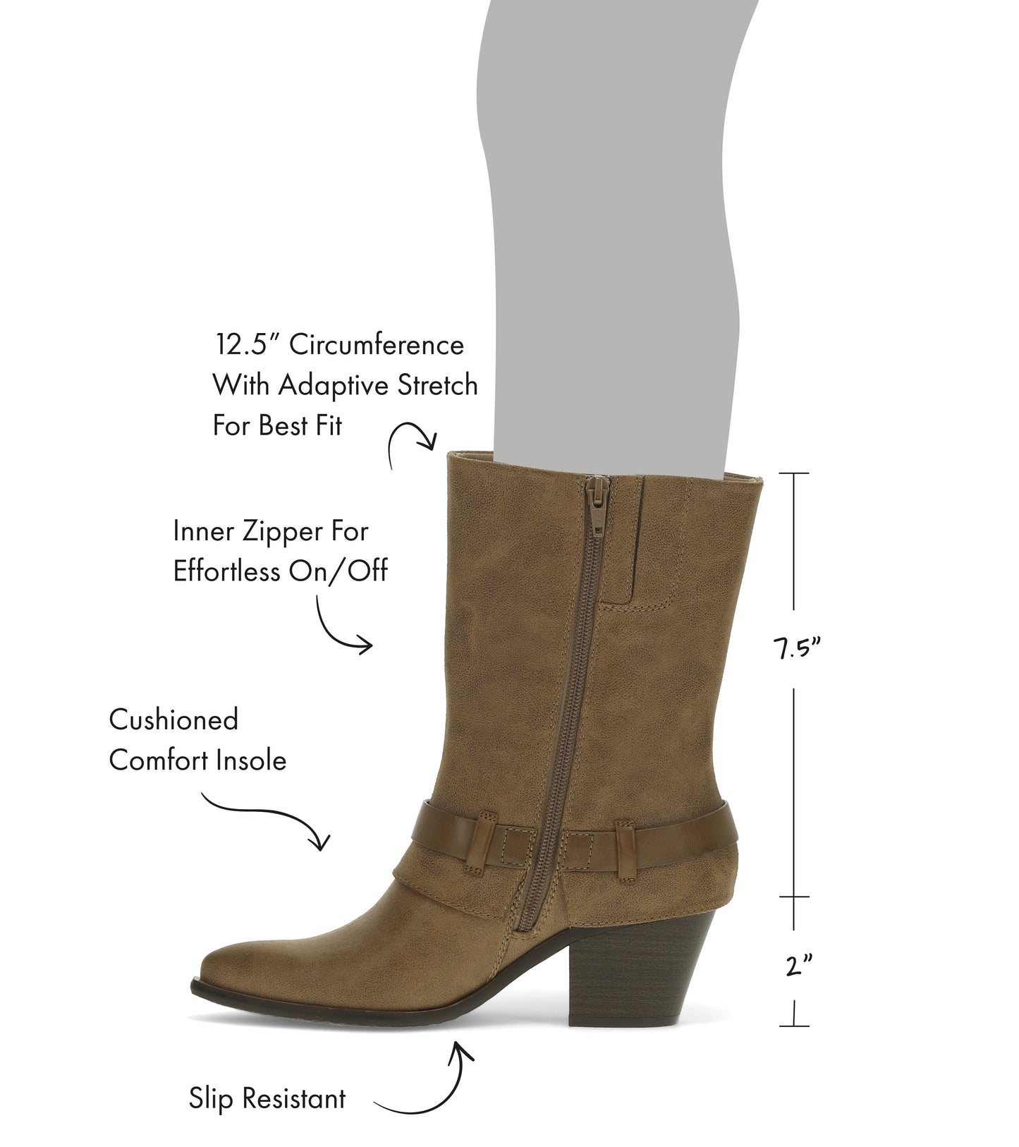 Yamura Midi Boot Taupe - Women