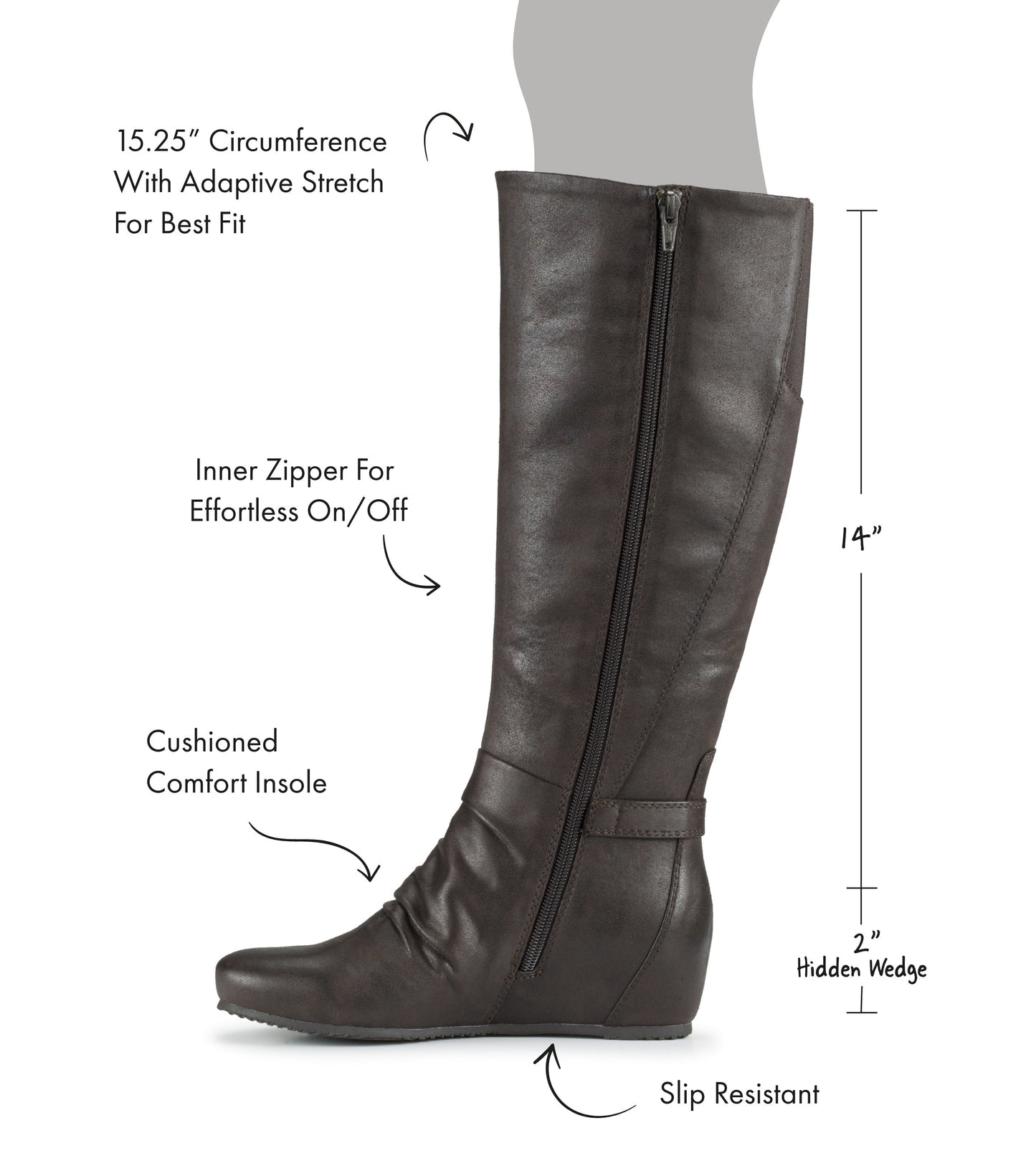Sammy Tall Wedge Boot Dark Brown - Women