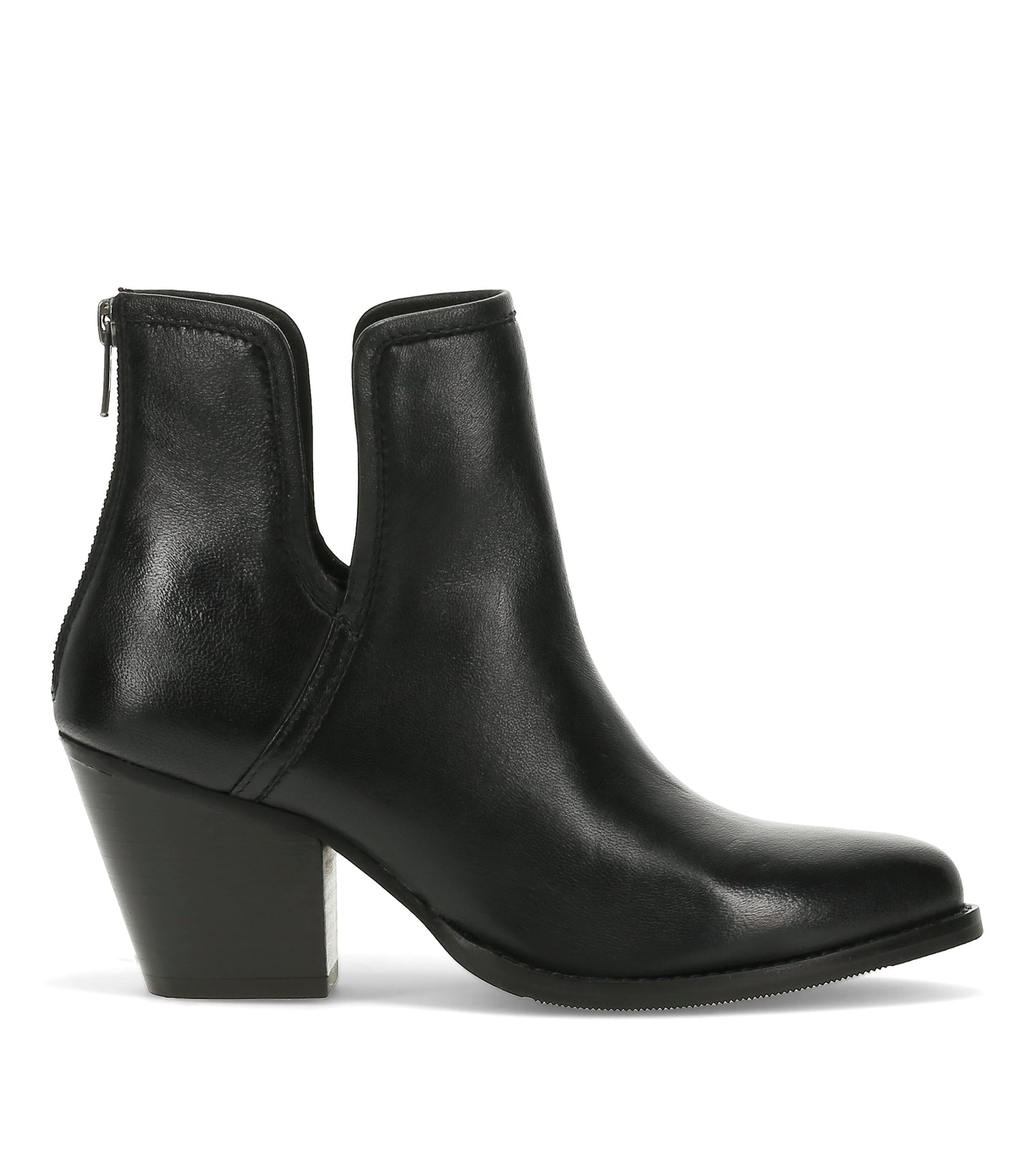Nanny Block Heel Bootie Black Leather - Women
