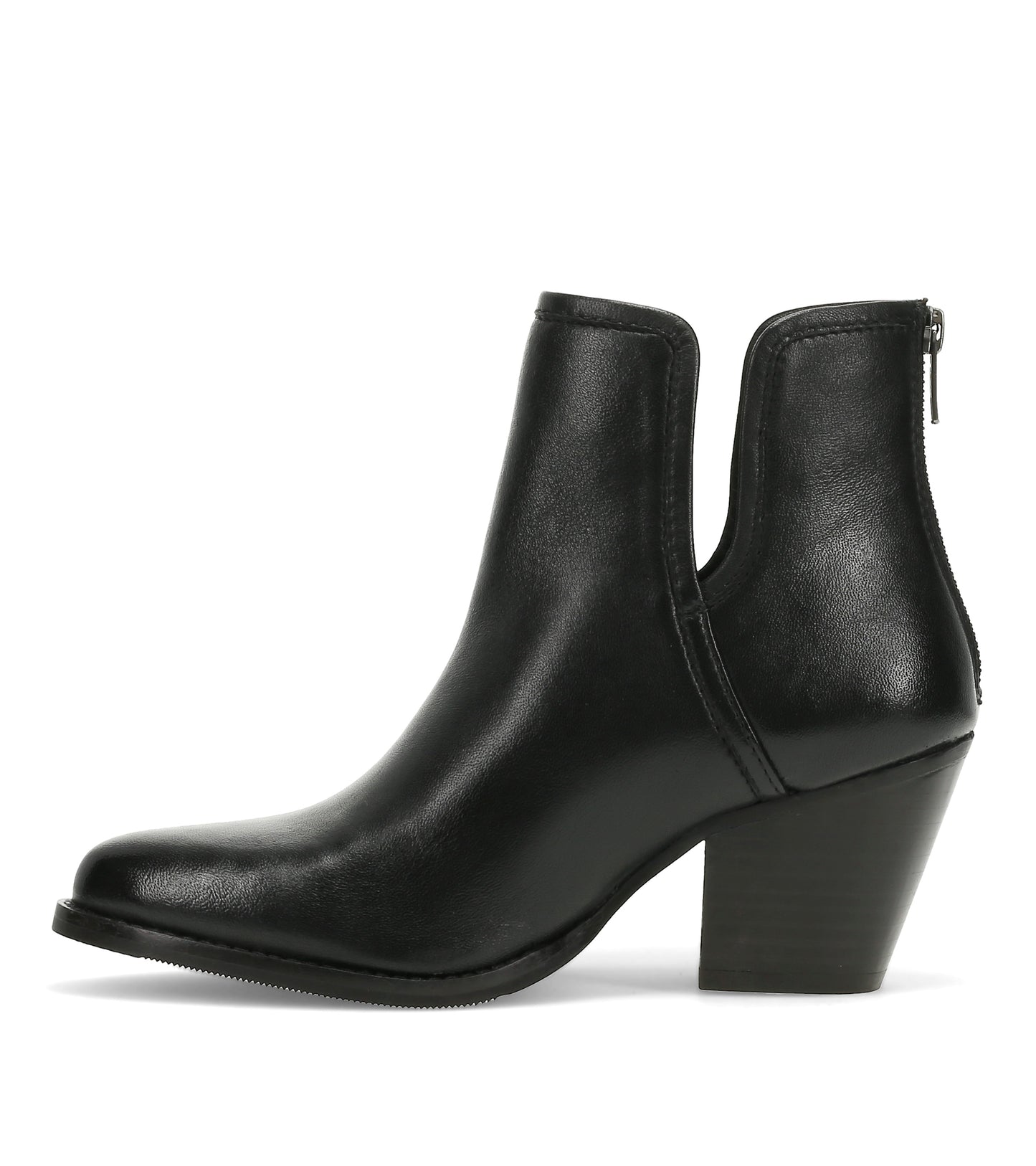Nanny Block Heel Bootie Black Leather - Women