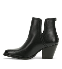 Nanny Block Heel Bootie Black Leather - Women