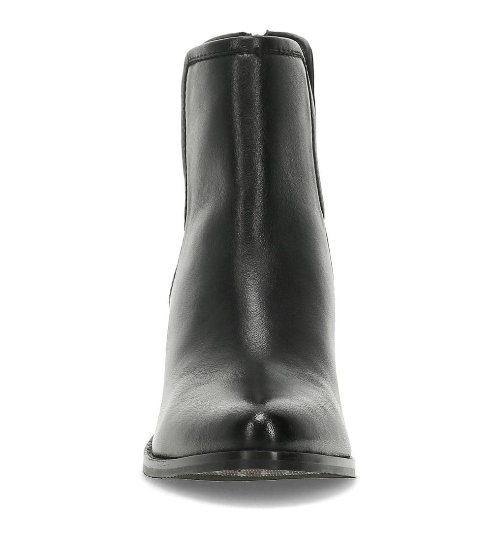Nanny Block Heel Bootie Black Leather - Women