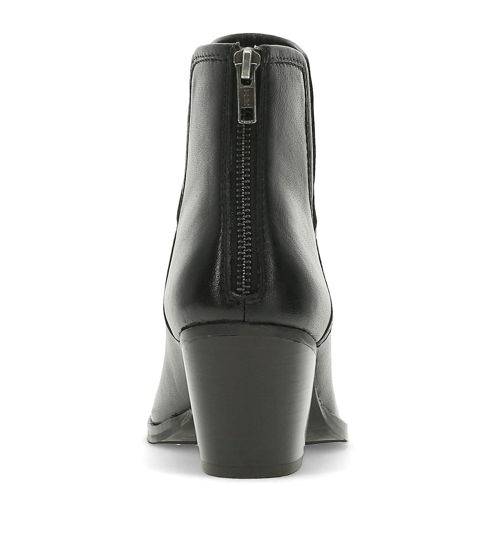 Nanny Block Heel Bootie Black Leather - Women