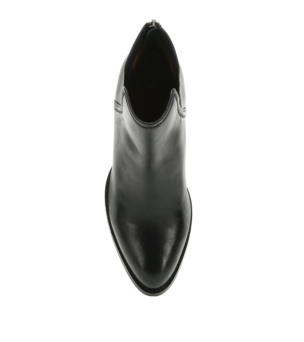 Nanny Block Heel Bootie Black Leather - Women