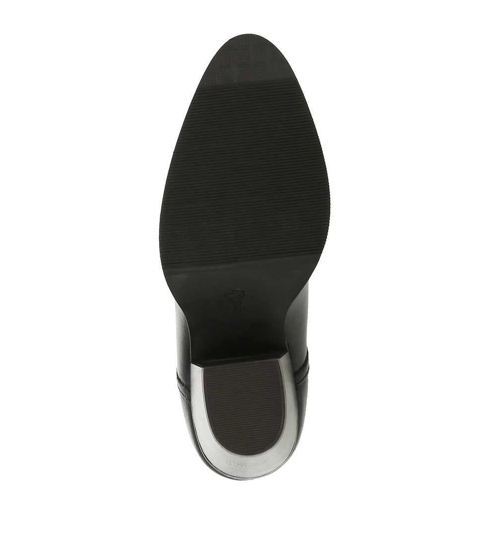 Nanny Block Heel Bootie Black Leather - Women