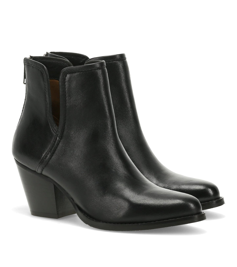 Nanny Block Heel Bootie Black Leather - Women