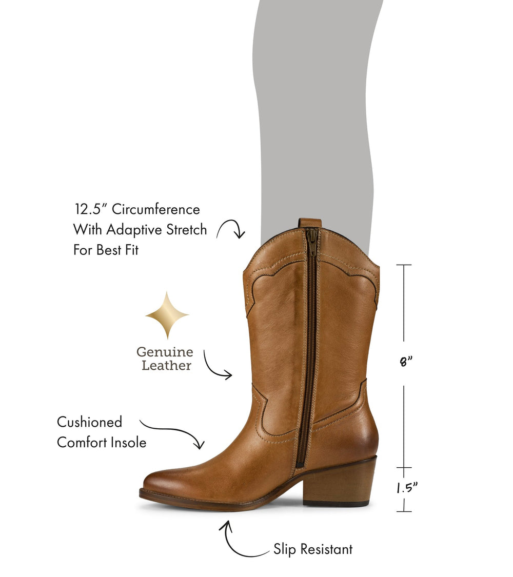 Nita Western Boot Cognac Leather - Women