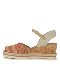 Acadia Peep Toe Wedge Sandal Coral Multi - Women