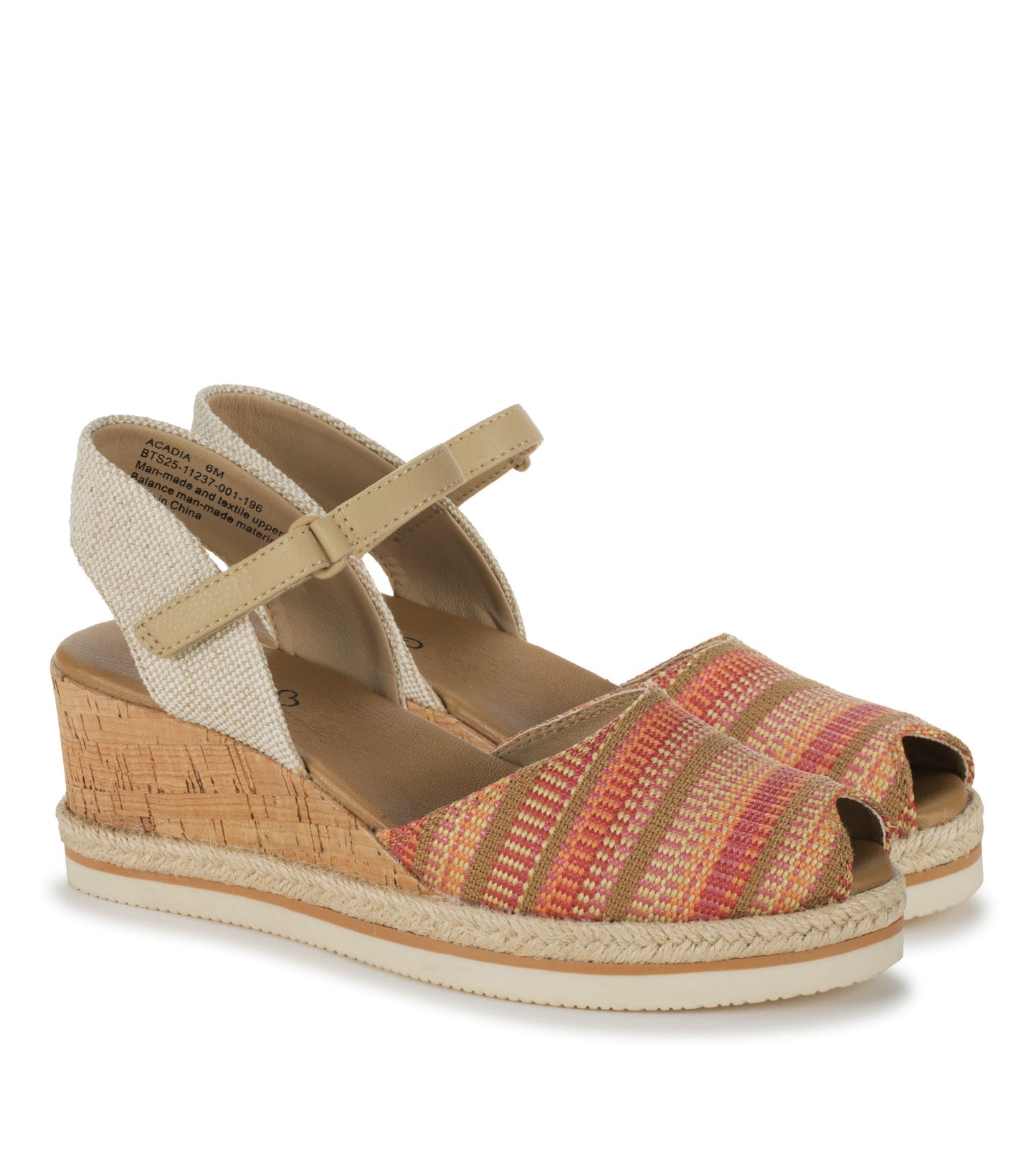Acadia Peep Toe Wedge Sandal Coral Multi - Women