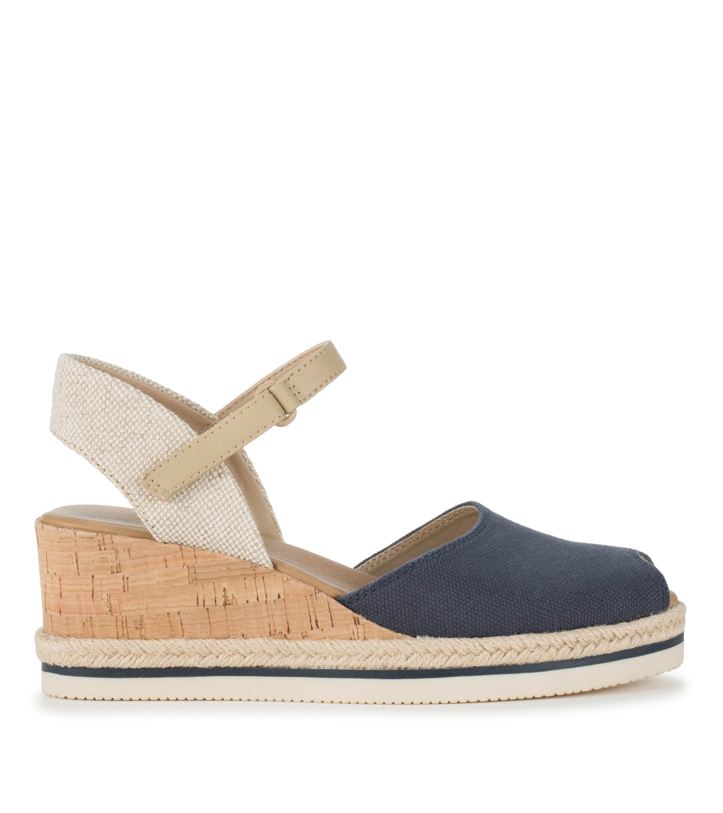 Acadia Peep Toe Wedge Sandal Navy Blue - Women
