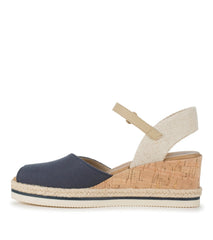Acadia Peep Toe Wedge Sandal Navy Blue - Women