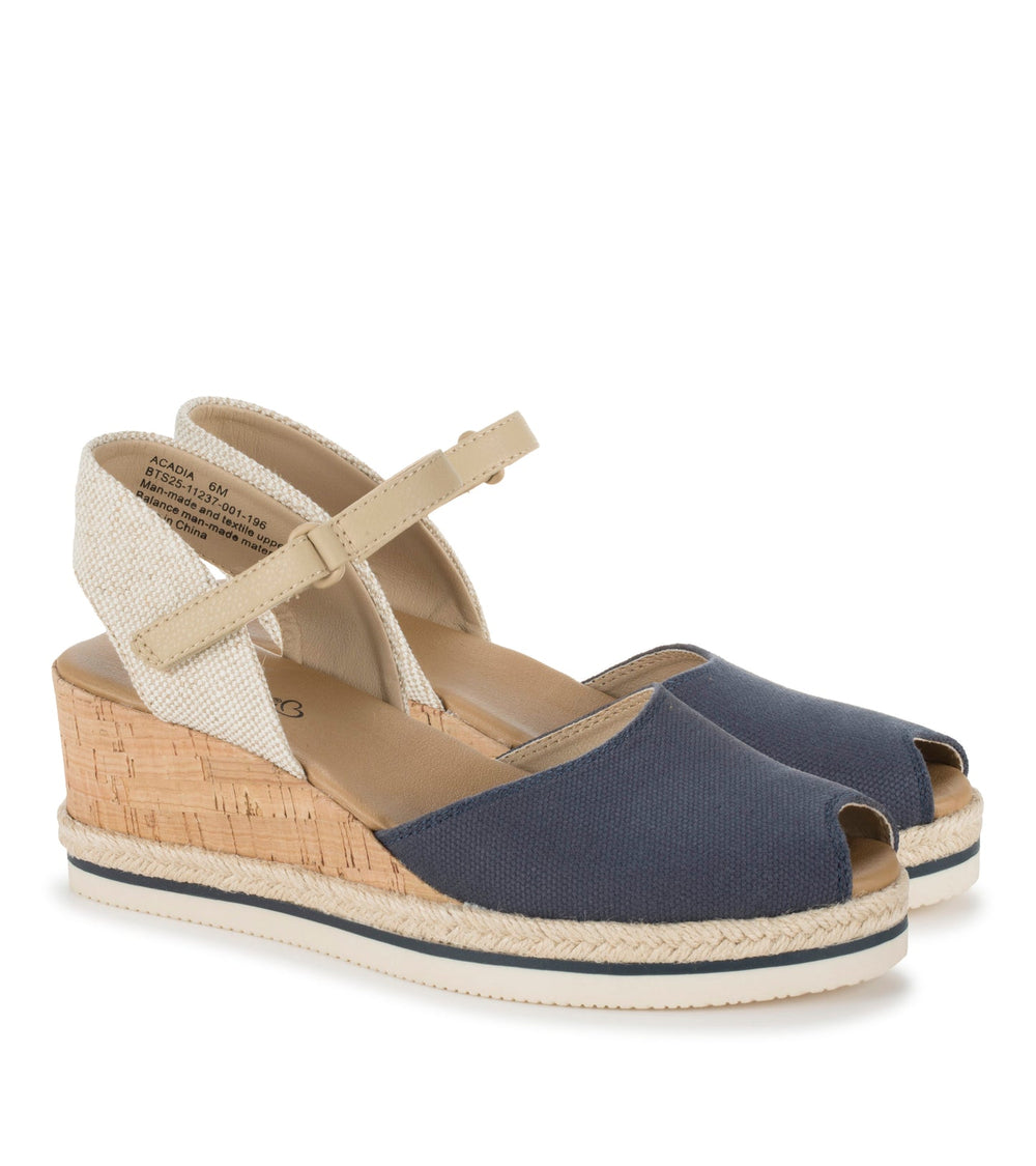 Acadia Peep Toe Wedge Sandal Navy Blue - Women