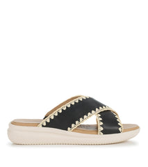 Dolinda Slide Sandal Black Leather - Women