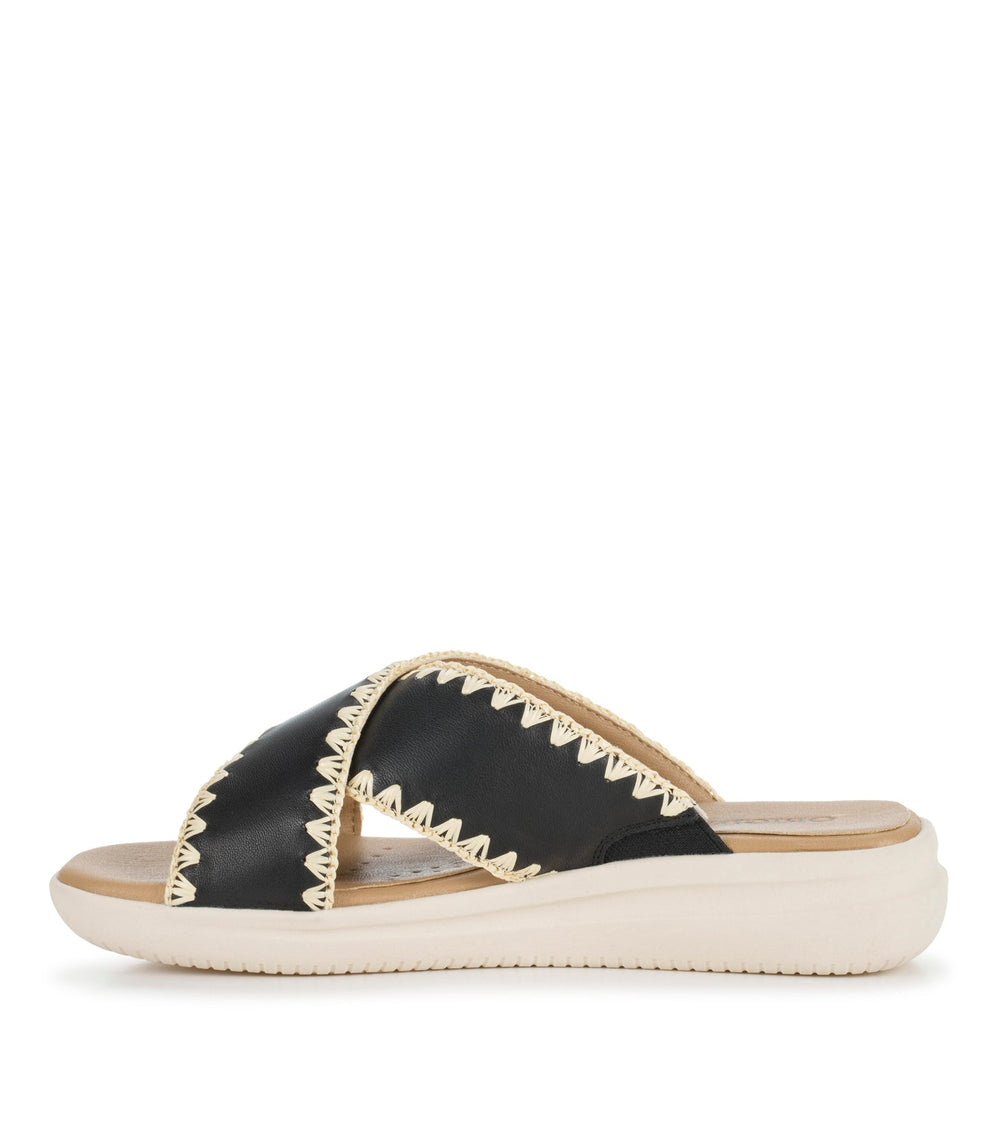 Dolinda Slide Sandal Black Leather - Women