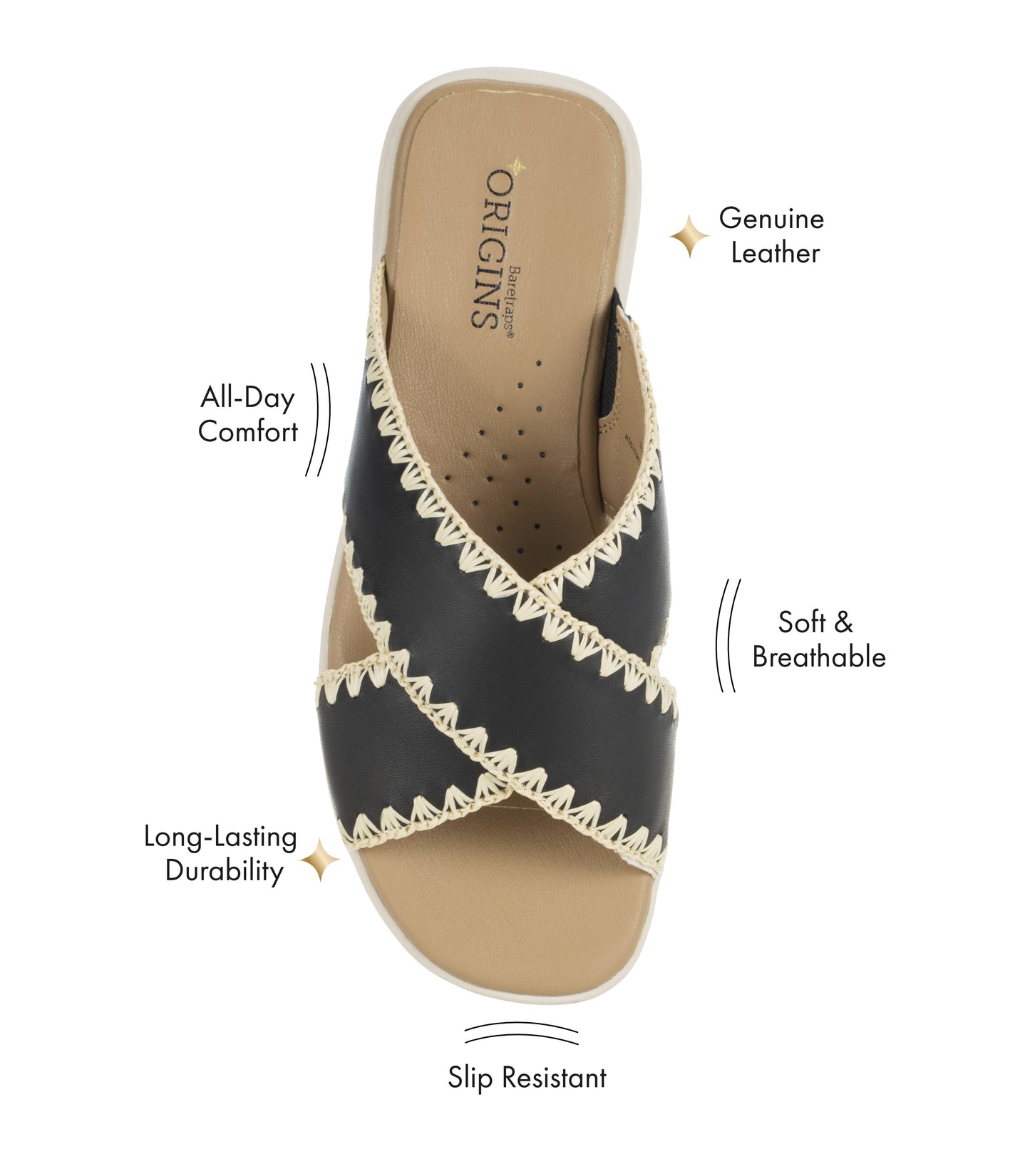 Dolinda Slide Sandal Black Leather - Women