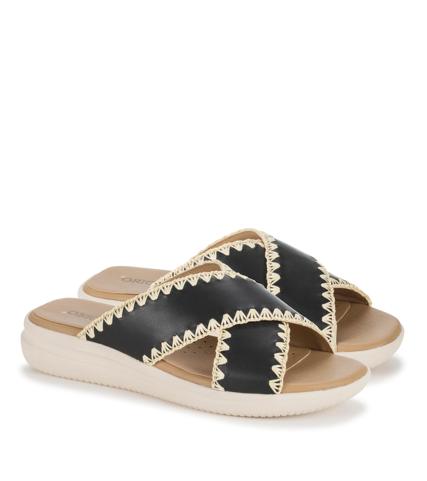 Dolinda Slide Sandal Black Leather - Women