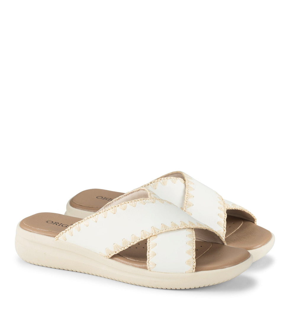 Dolinda Slide Sandal Off White Leather - Women
