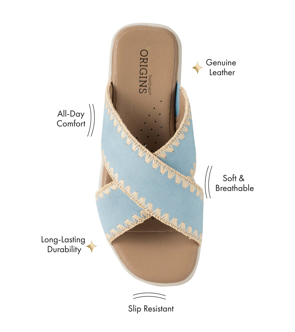 Dolinda Slide Sandal Sea Glass Blue Suede - Women