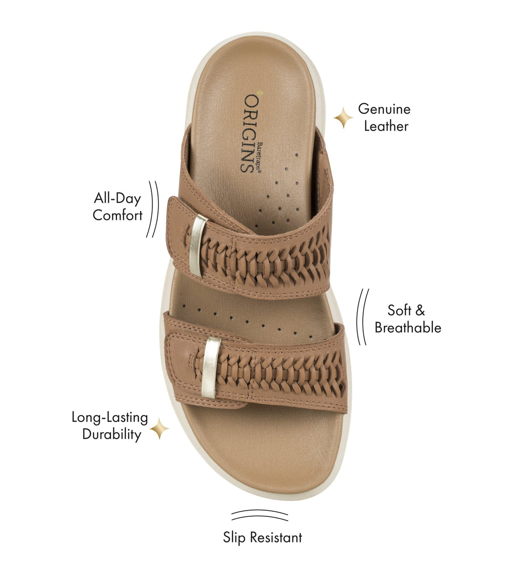 Haliah Slide Sandal Tan Leather - Women