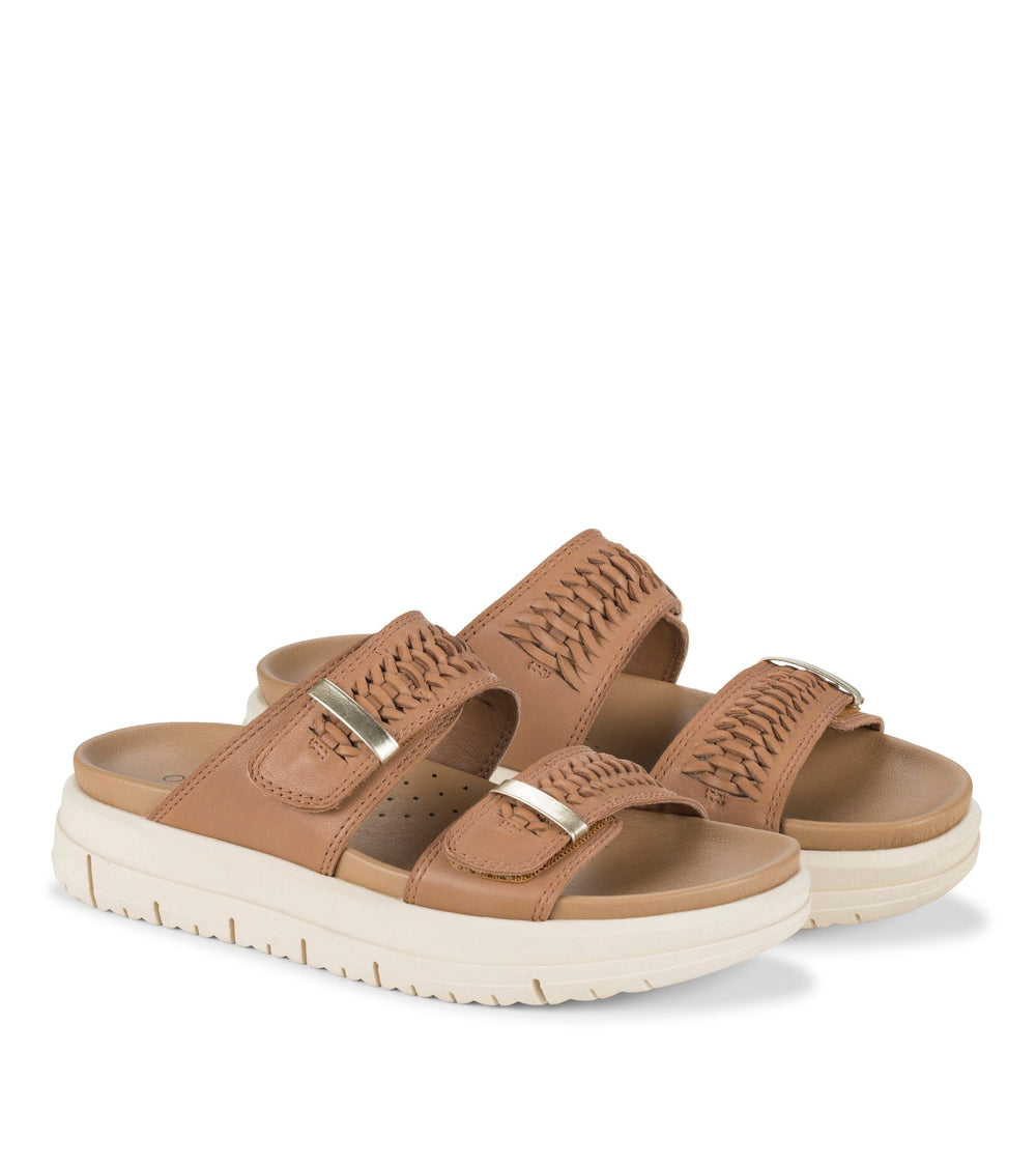 Haliah Slide Sandal Tan Leather - Women