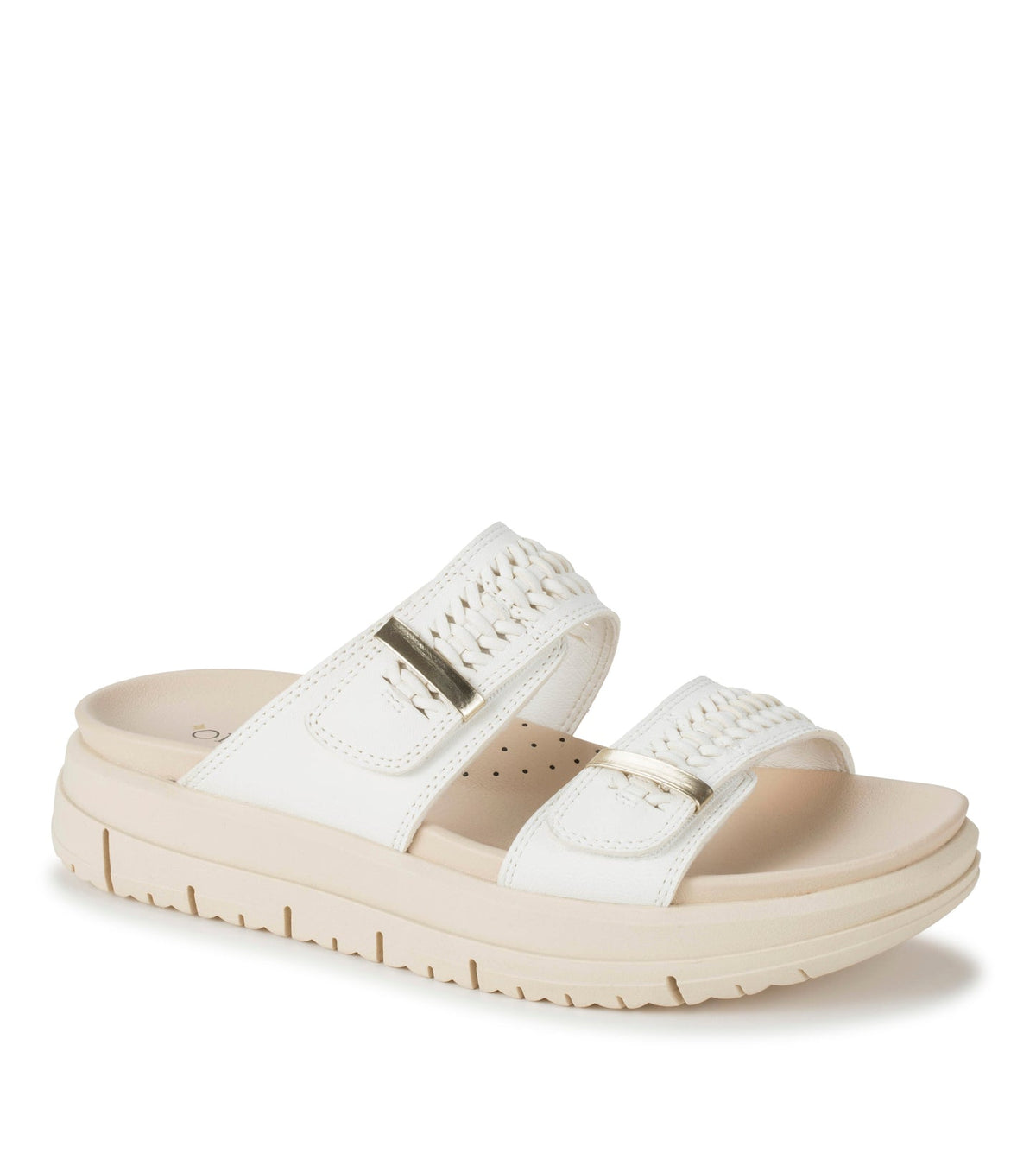 Haliah Slide Sandal White Leather - Women