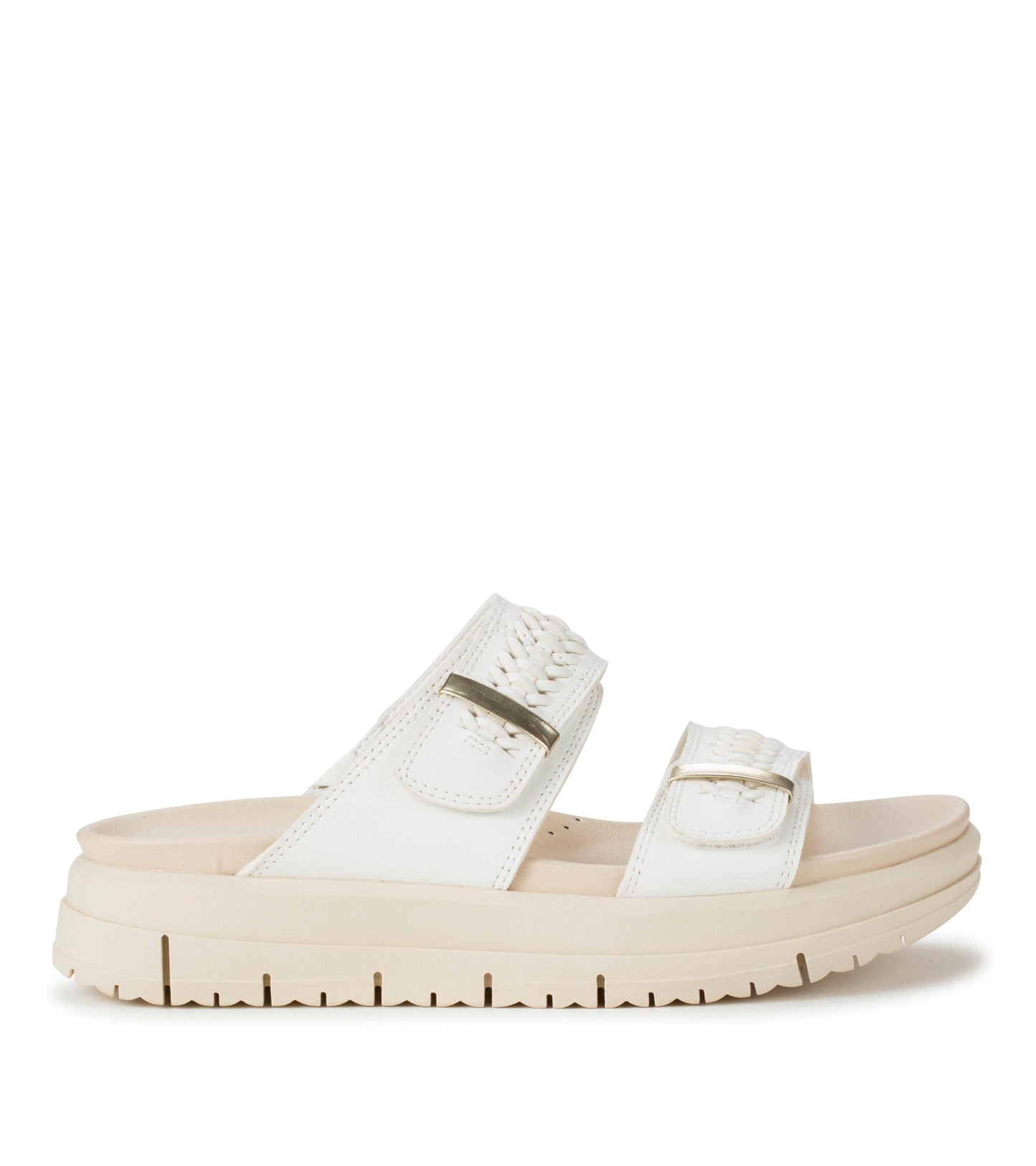 Haliah Slide Sandal White Leather - Women