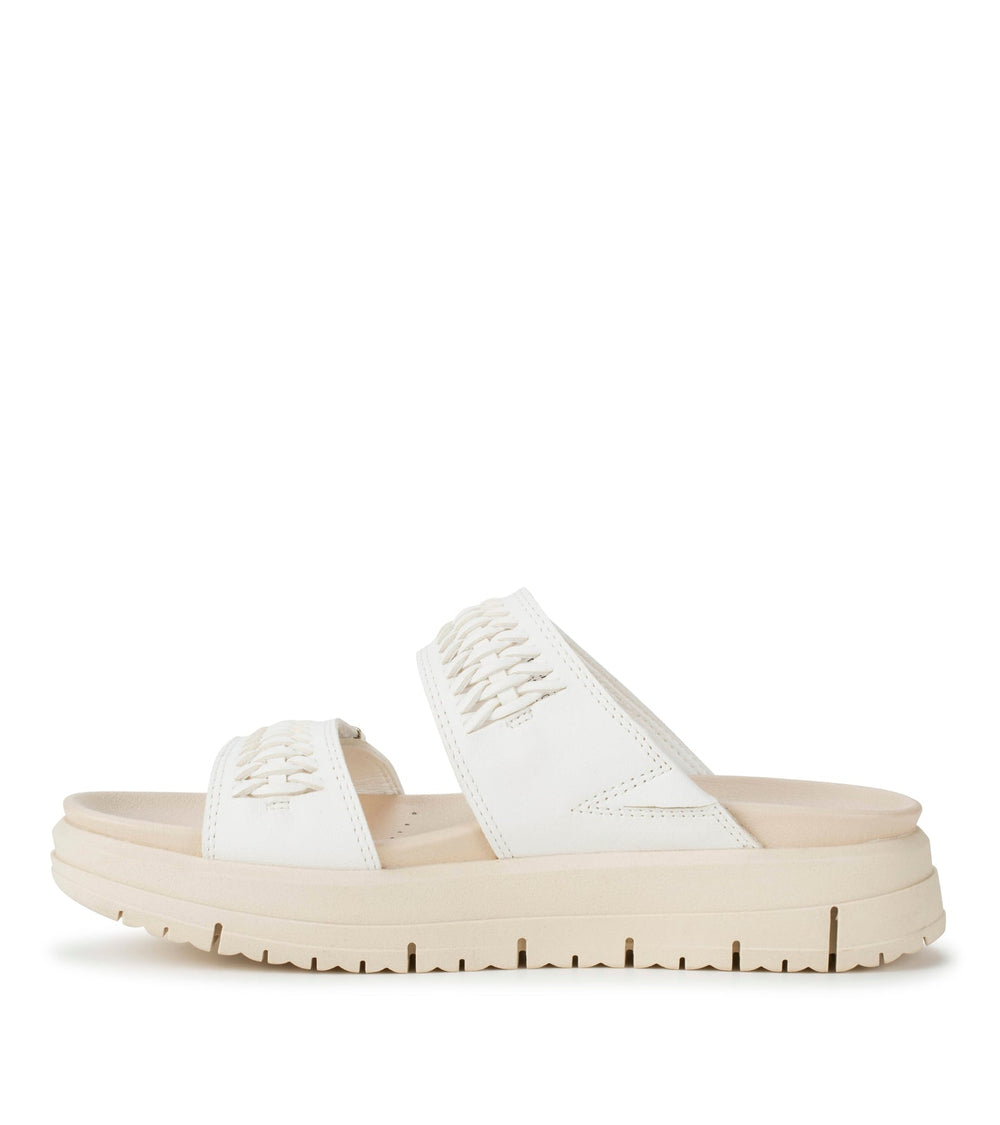 Haliah Slide Sandal White Leather - Women