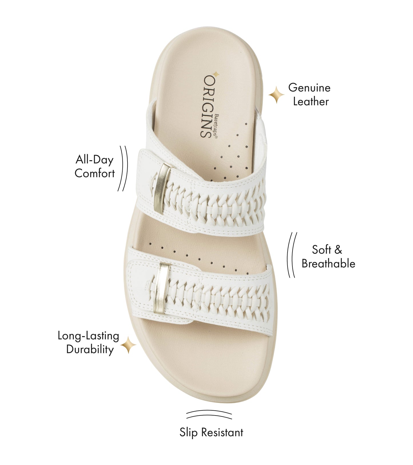 Haliah Slide Sandal White Leather - Women