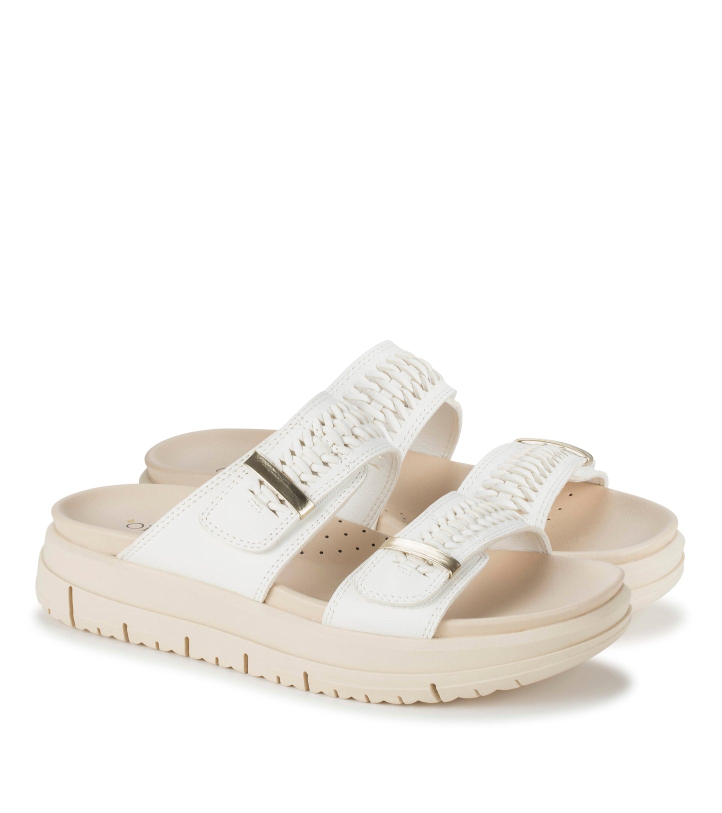 Haliah Slide Sandal White Leather - Women